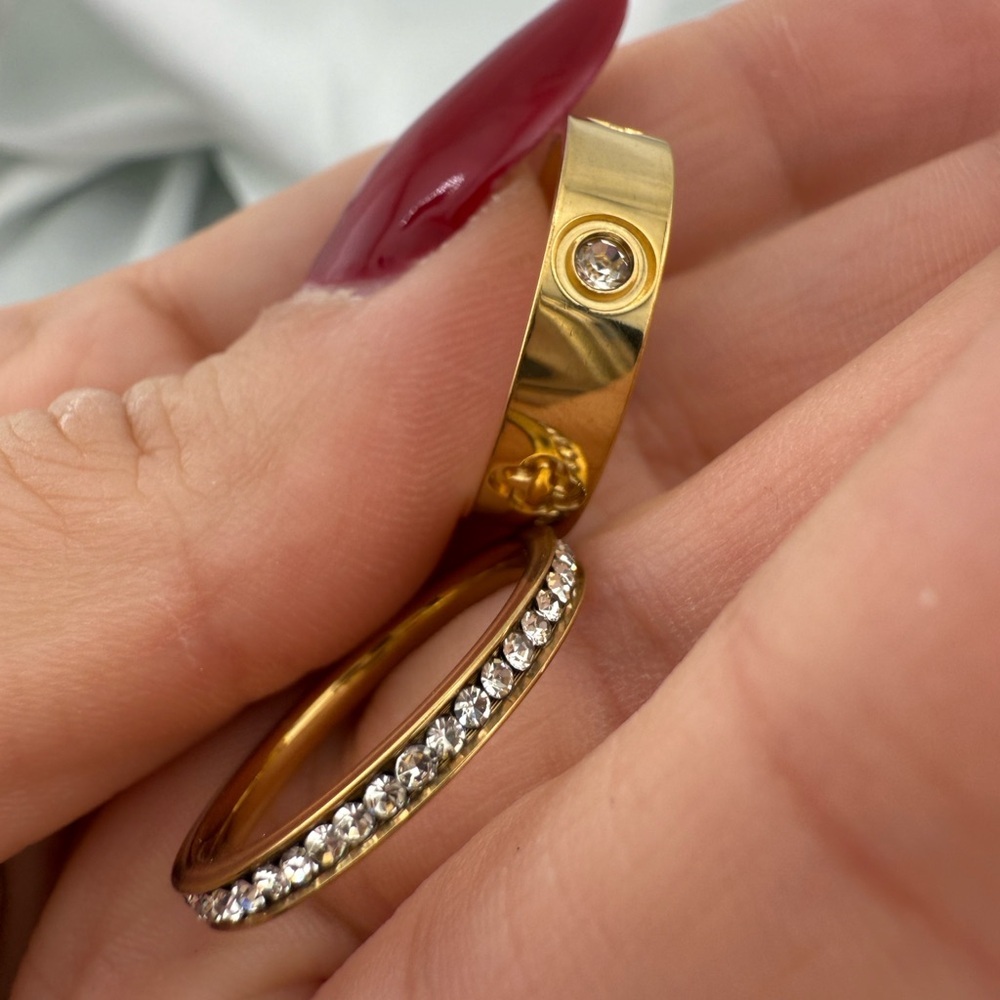 Lux 2x gold color crystal 7 size ring - Picture 13 of 14